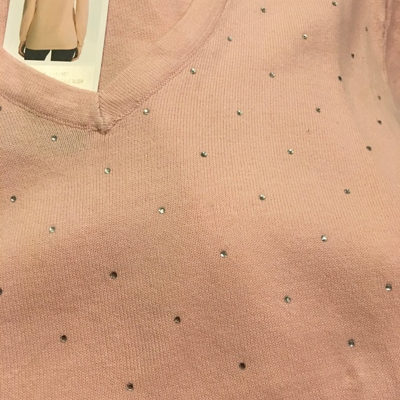 DKNY NWT Crystal Bling V-neck Sweater - Picture 4 of 6
